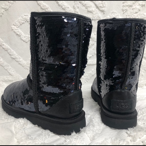 UGG Classic Short Sequin Black Boots - Women's - Picture 5 of 7